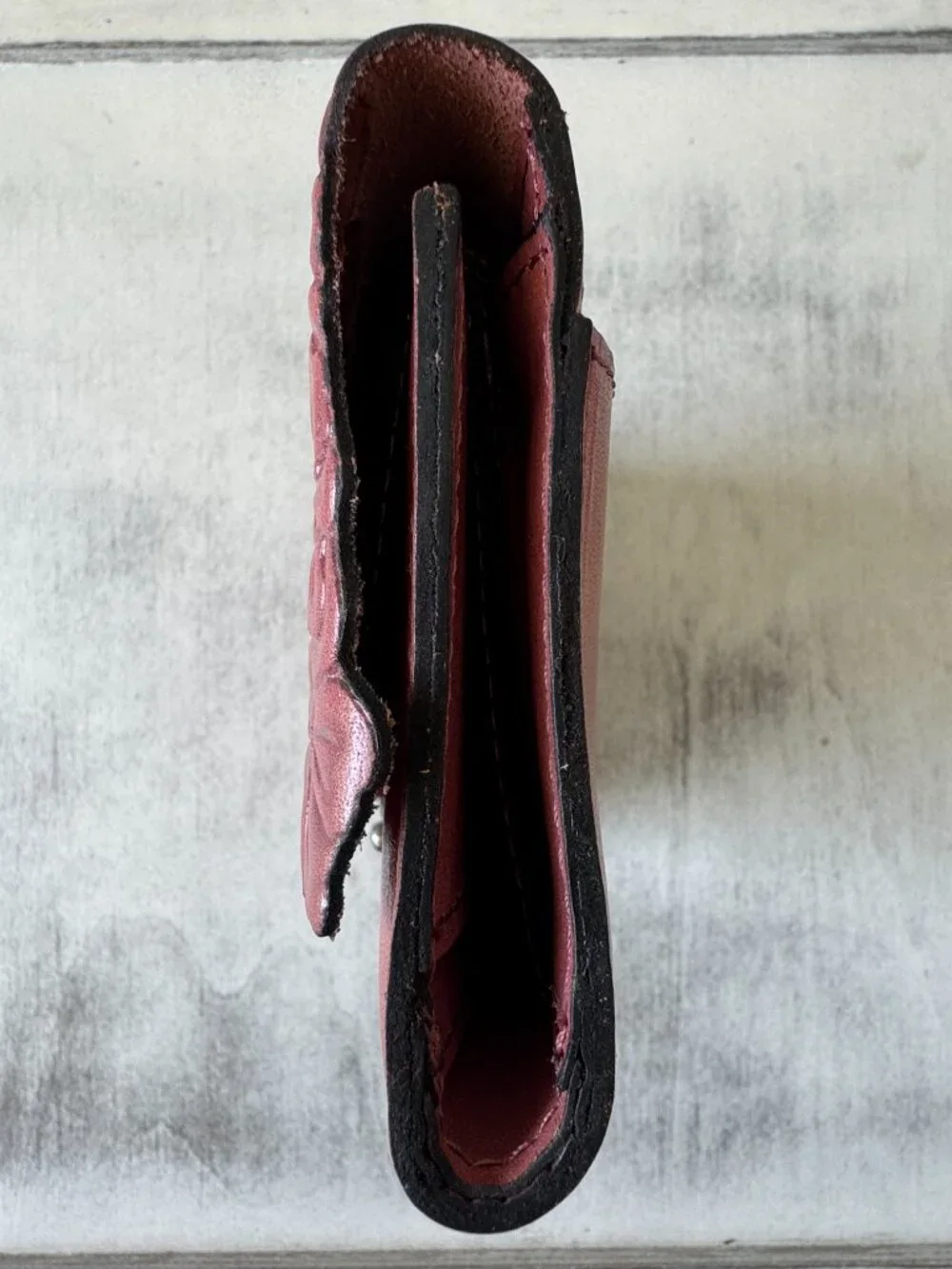 Patricia Nash Terresa Leather Wallet Hand Cut Tooled Pink